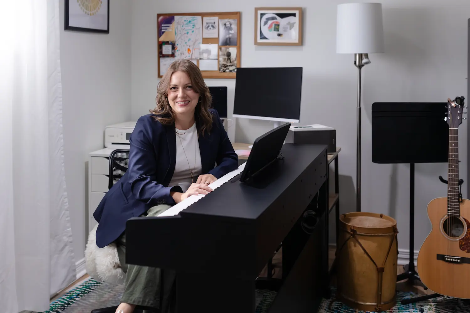 NewSong Academy London Ontario Voice Lessons Teacher Suzanne Schaafsma in her welcoming teaching studio.